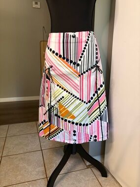 Lily Pink Multicolor Geometric Midi Skirt